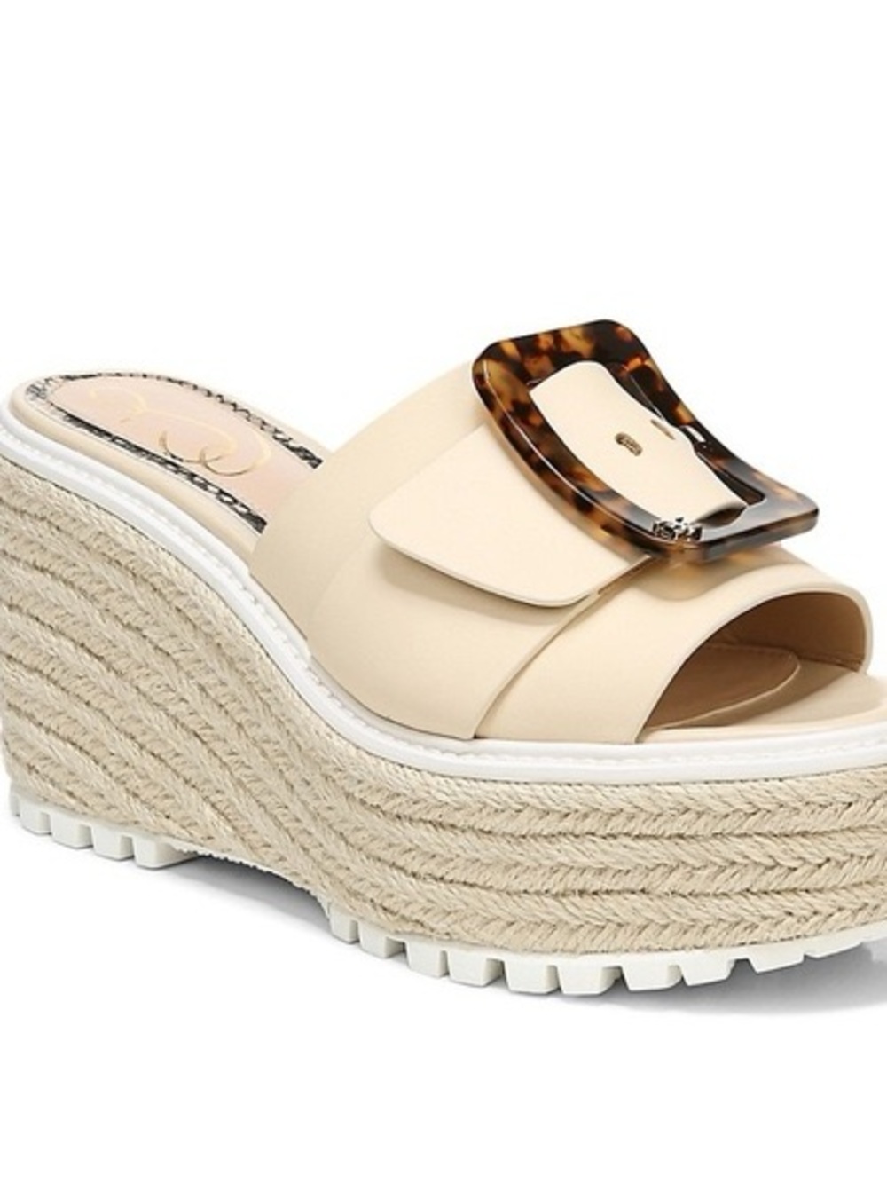 Sam Edelman LIVI wedge leather buckle sand flatform platforms sand ivory New 6